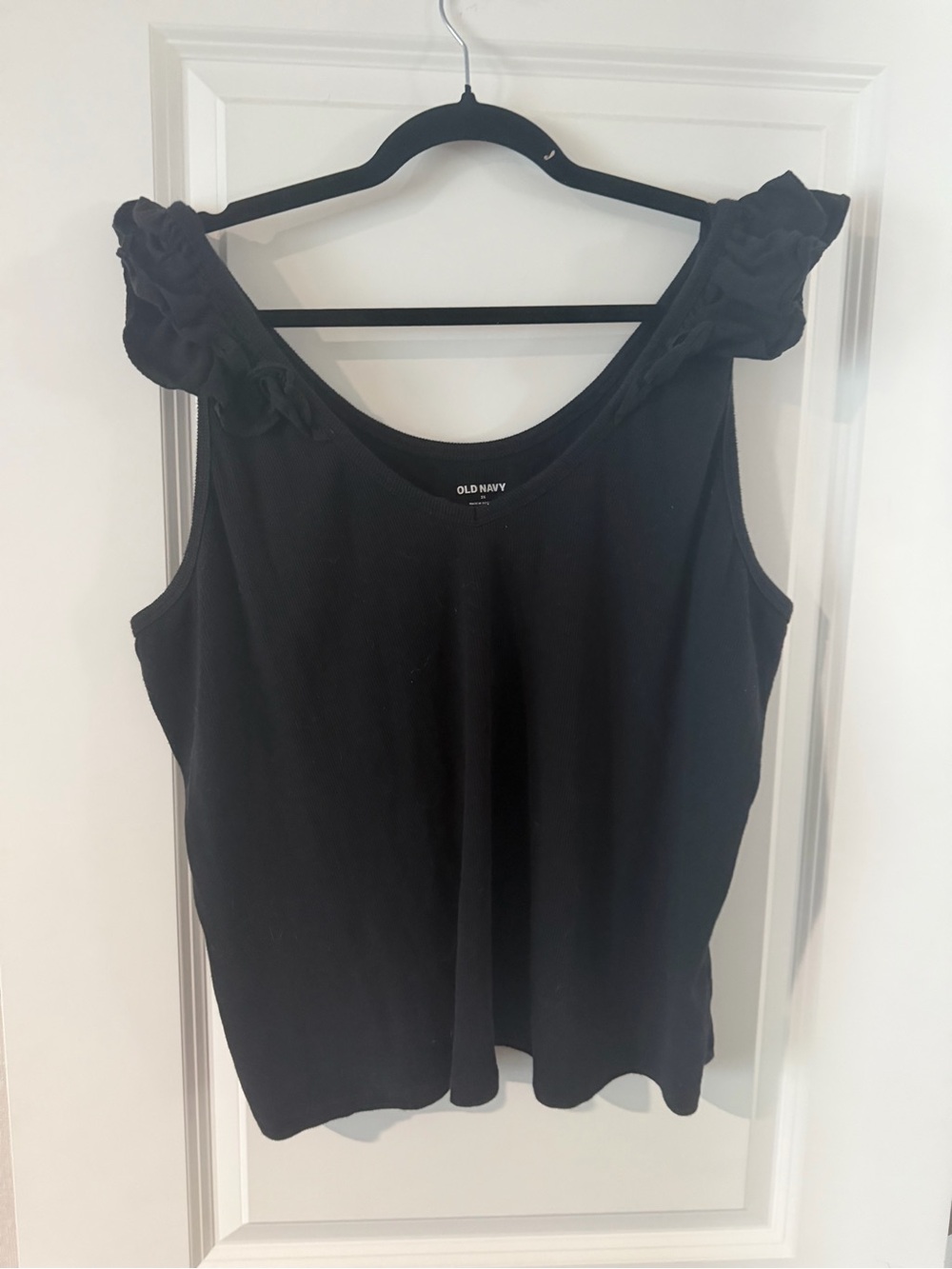 Old Navy Black Ruffle Strap Tank Top